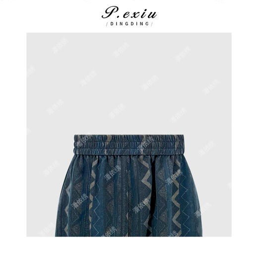 PanYiXiu/潘依绣【青川漾夏】100%桑蚕丝红云纱花萝不规则松紧腰休闲裤 AB2670 商品图2