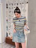 香奶奶春夏彩虹条纹针织短袖 商品缩略图0