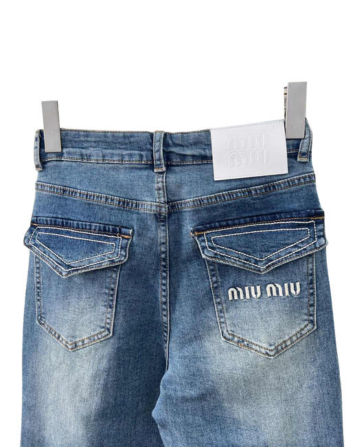 女款后袋翻盖弹力微喇牛仔裤长裤la017 商品图2