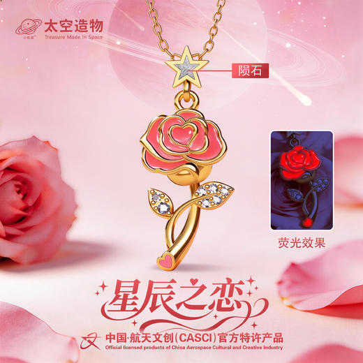 热卖中！！【中国·航天文创（CASCI）】官方特许产品——太空造物·星辰之恋玫瑰陨石项链  商品图0