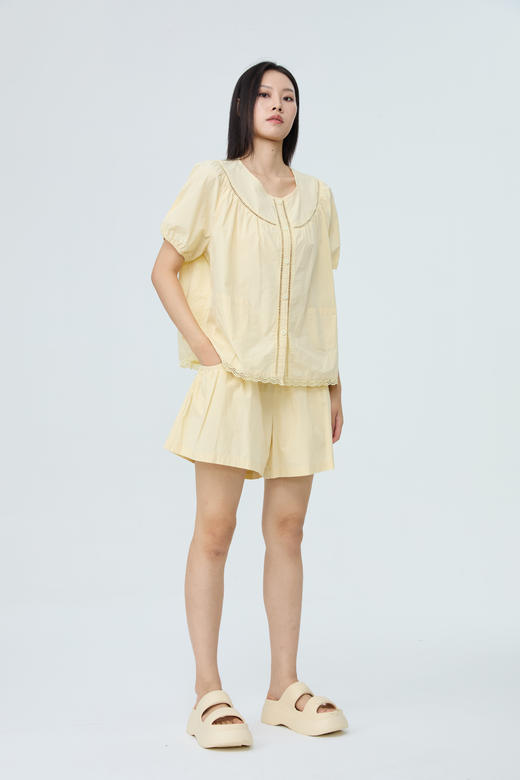 水淼2026夏新款花边纯棉减龄小衫口袋短袖2450 商品图2