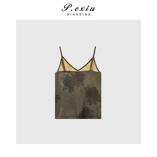PanYiXiu/潘依绣【烟雾玫瑰】小众复古法式印花吊带背心 SH98852 商品图2