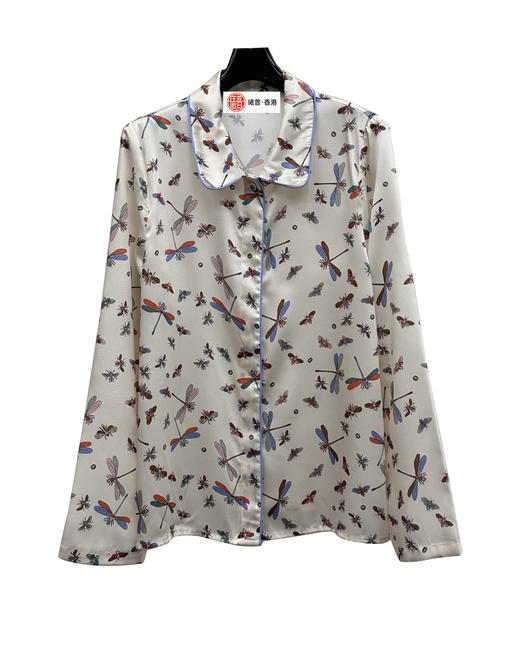 女款丝质印花长袖衬衫 可配套装zh012 商品图0