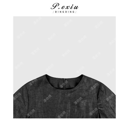 PanYiXiu/潘依绣100%桑蚕丝气质高级感显瘦褶皱口袋短袖圆领连衣裙 YL01727 商品图2