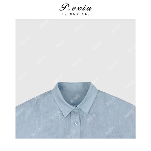 PanYiXiu/潘依绣【海盐椰暖】100%亚麻法式重工钉钻氛围感翻领长袖衬衫 M9356 商品图2