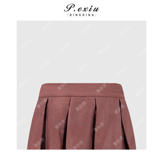 PanYiXiu/潘依绣 100%桑蚕丝红皮香云纱气质镂空显瘦百搭半身裙 JN85241 商品图2