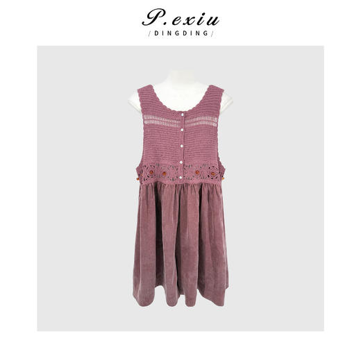 PanYiXiu/潘依绣 【莓果织梦】人丝赛丽晶法式时髦减龄镂空钩花拼接连体裤 M8872 商品图4