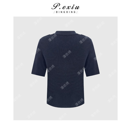 PanYiXiu/潘依绣【蓝调暮歌】100%精纺羊毛法式轻薄透气针织上衣BA23198 商品图1