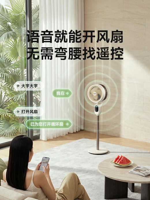 大宇空气循环扇银离子抑菌净化除味家用落地扇智能语音电风F50 商品图1
