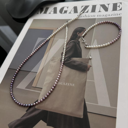 纯天然色紫色四季彩渐变 用心做的小精致 天然的渐变串法是与身俱来的精致和高级 3-4mm小珍珠 基本完美无瑕 高段位珍珠项链 商品图6