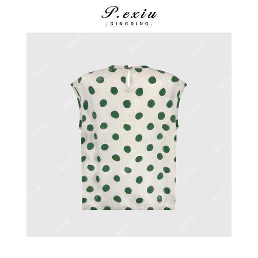 PanYiXiu/潘依绣100%桑蚕丝复古波点提花印花气质百搭圆领无袖背心 JM6220 商品图1