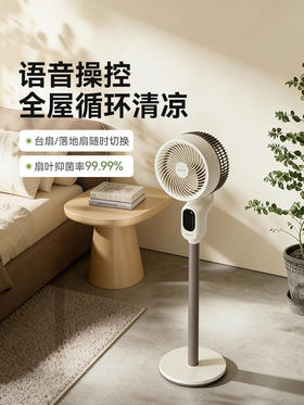 大宇空气循环扇银离子抑菌净化除味家用落地扇智能语音电风F50