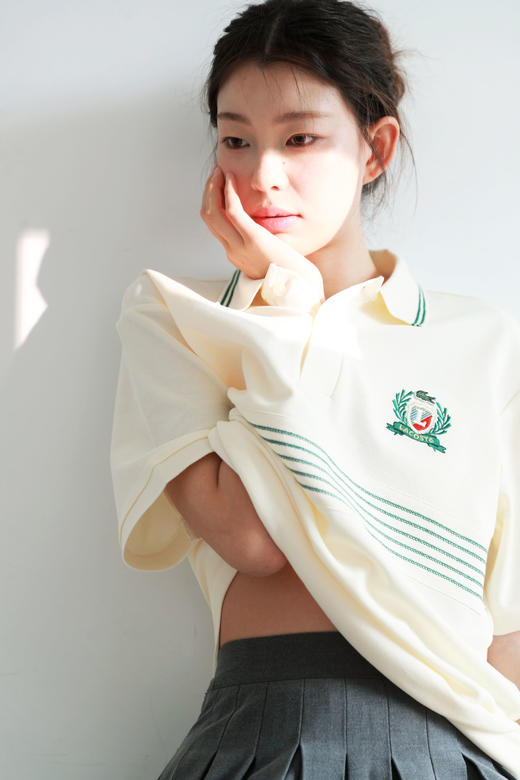 干部老钱风polo，撞色条纹+徽标。刺绣工艺翻领短袖polo衫E041866 商品图0