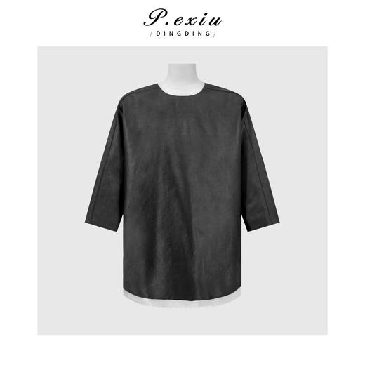 PanYiXiu/潘依绣100%桑蚕丝假两件双层拼接气质宽松显瘦圆领上衣 W-63757 商品图4