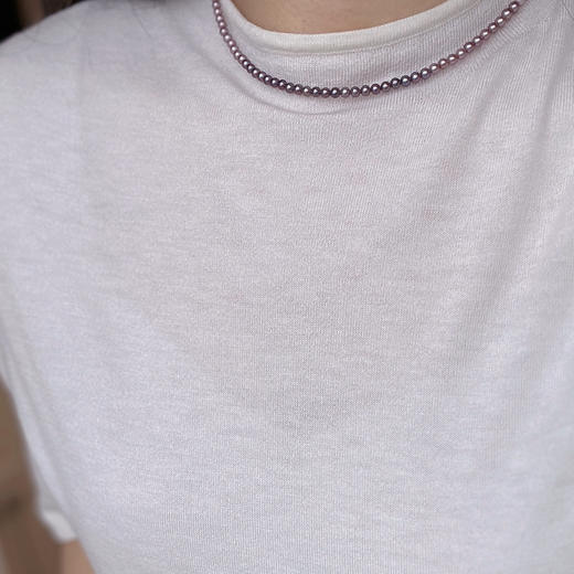 纯天然色紫色四季彩渐变 用心做的小精致 天然的渐变串法是与身俱来的精致和高级 3-4mm小珍珠 基本完美无瑕 高段位珍珠项链 商品图4