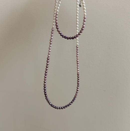 纯天然色紫色四季彩渐变 用心做的小精致 天然的渐变串法是与身俱来的精致和高级 3-4mm小珍珠 基本完美无瑕 高段位珍珠项链 商品图2