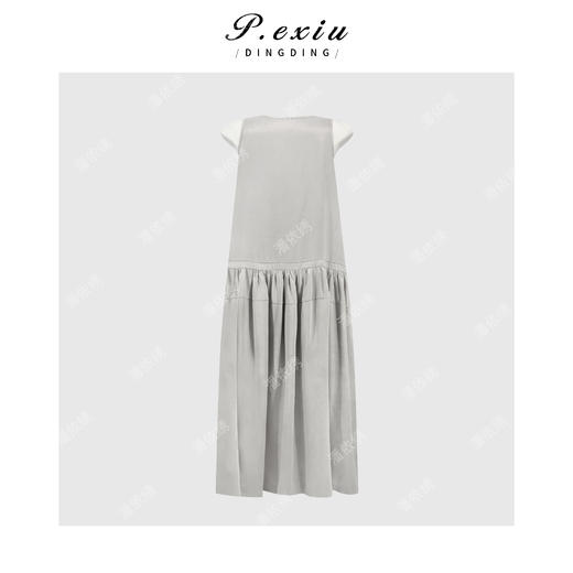 PanYiXiu/潘依绣 莱赛尔天丝慵懒松弛宽松显瘦方领无袖连衣裙 W-63933 商品图1