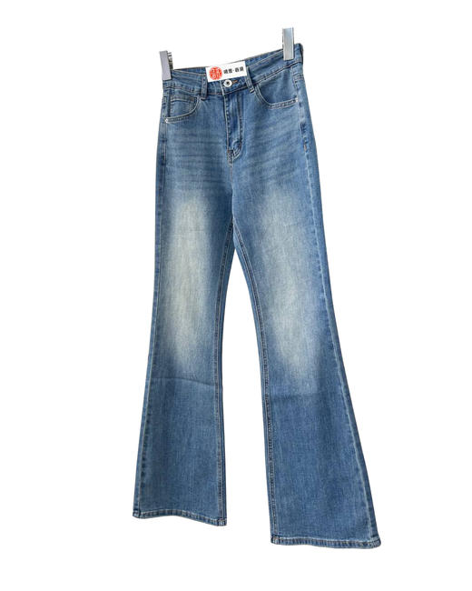 女款后袋翻盖弹力微喇牛仔裤长裤la017 商品图0