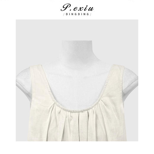 PanYiXiu/潘依绣天丝苎麻法式度假风宽松显瘦镂空花朵无袖连衣裙 M9381 商品图2