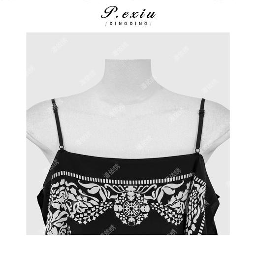 PanYiXiu/潘依绣【雾荷清夏】100%桑蚕丝双绉定位印花时髦精致吊带背心 CS9902 商品图2