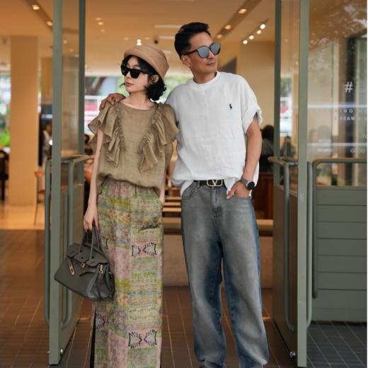 PanYiXiu/潘依绣100%人丝度假风涂鸦印花侧开叉半身裙 W-63181 商品图0