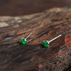 【天然正品】A货翡翠AU750白金镶天然细腻满绿冰种蛋面翡翠耳钉14.4*3.4*3.4MM（皆取最大值）250326NJS20 商品缩略图3