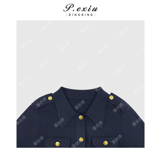 PanYiXiu/潘依绣【蓝调暮歌】100%精纺羊毛法式轻薄透气针织上衣BA23198 商品图2