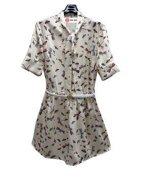 女款丝质印花连衣裙zh012