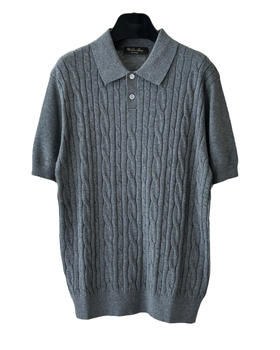 男款麻花针织短袖Polo衫hu015
