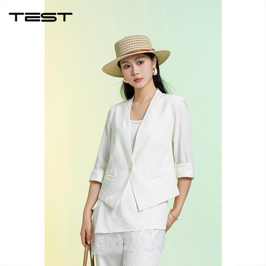 夏上新亚麻西装阔腿裤遮肉透气气质休闲三件套装裤4262015 商品图1