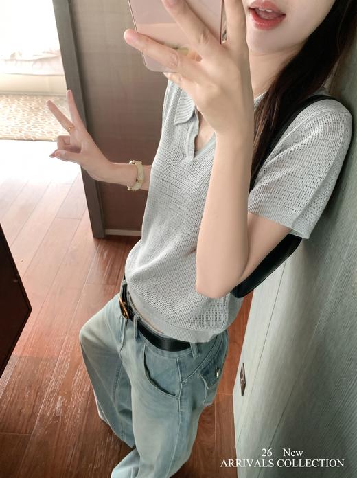 <曾小咸推荐> 4.20新品上新 polo领镂空针织衫 原价119！！ 活动价69！！【预售款，预计3-15天发货】 商品图9