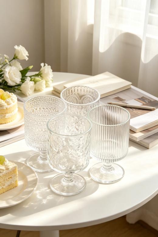 是杯具也是艺术品🔥19.9 元囤齐一整套【浮雕玻璃杯】🌿 树皮纹 -肌理感拉满,📏 竖纹- 经典永不过时,☀️太阳花纹 -法式复古甜心,💧露珠纹 -灵动闪烁 商品图0