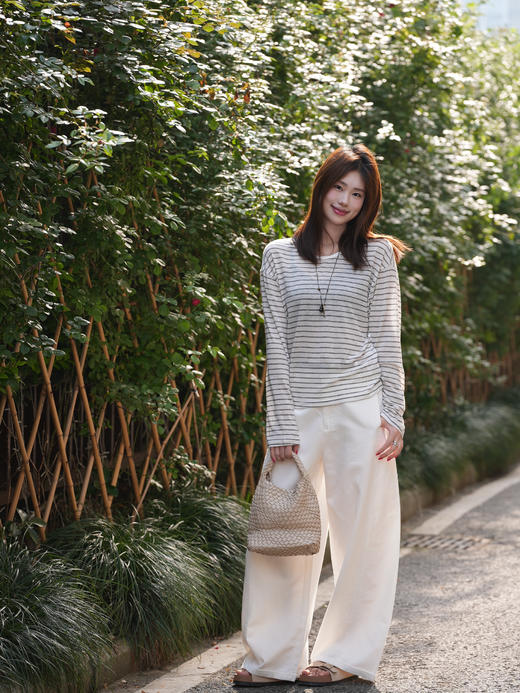 【门店同款】ENJOY夏季后扭结条纹T 171493145 商品图2