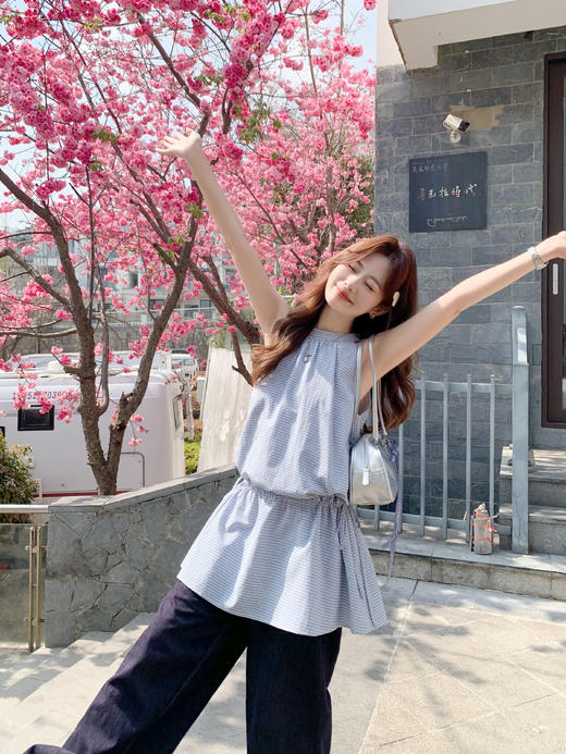 <曾小咸推荐>4.20现货秒杀 ！微信超特价！韩系格纹无袖挂脖连衣裙 日常229.99 立减140 秒杀89.99！！ 商品图7