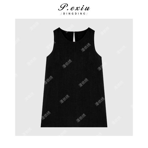 PanYiXiu/潘依绣【铃花语】100-亚-麻-明线无袖圆领纽扣连衣裙W-62803 商品图1