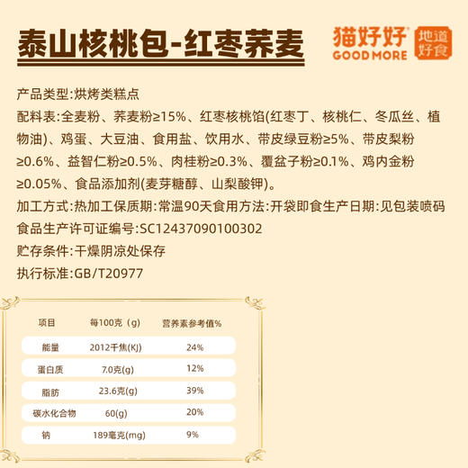 猫好好荞麦红枣核桃包山东泰山特产旅游伴手礼礼盒装送礼佳品零售礼包 商品图2