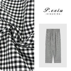 PanYiXiu/潘依绣 【轻氧松弛裤】人丝复古港风格纹九分休闲裤 W-62907