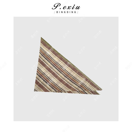 PanYiXiu/潘依绣100%亚麻轻薄条纹印花三角丝巾 SJ2560 商品图0