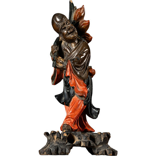 清 木雕彩漆东方朔人物摆件 商品图5