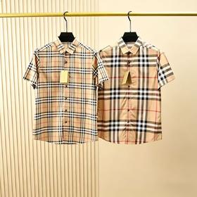 2026夏季男士新款经典格纹衬衫短袖