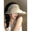 【仙女蕾丝花朵珍珠编织空顶草帽】女夏季大帽檐遮阳防晒帽田园风太阳帽子 商品缩略图0