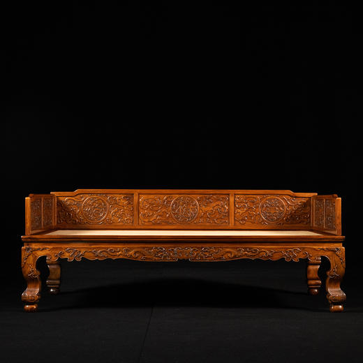 清 黄花梨螭龙纹福禄寿三围屏罗汉床 商品图4