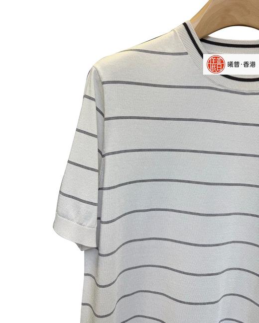 男款条纹刺绣针织短袖T恤ba006 商品图2