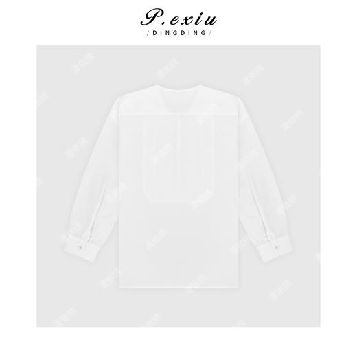 PanYiXiu/潘依绣【白风铃】100%棉风琴褶肌理感盘扣衬衫M8138 商品图2