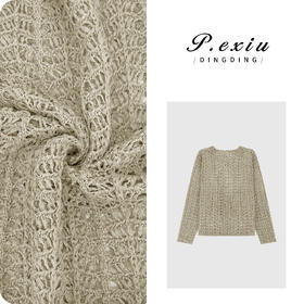 PanYiXiu/潘依绣法式极简镂空宽松慵懒风圆领长袖针织上衣L2830