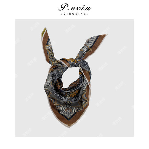 PanYiXiu/潘依绣复古民族风时髦洋气印花小方巾丝巾 SJ2511 商品图0