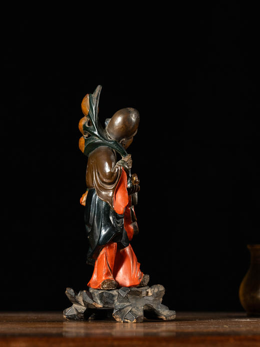 清 木雕彩漆东方朔人物摆件 商品图1