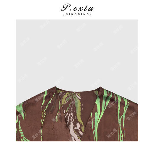 PanYiXiu/潘依绣【野蔓栖棕】人丝气质优雅朦胧感蝙蝠袖V领衬衫 M9294 商品图3