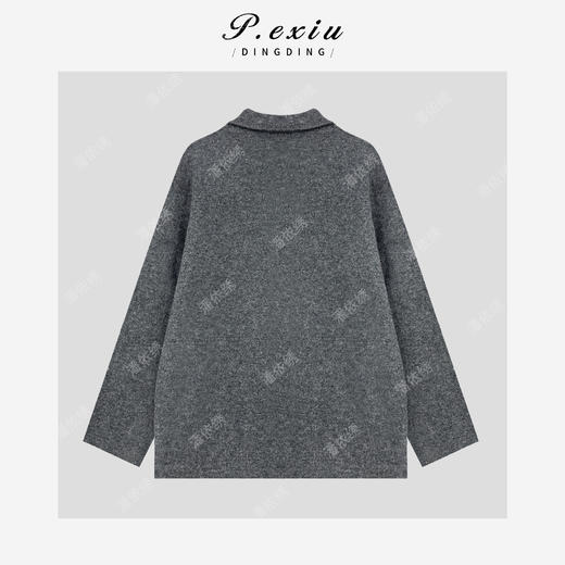 PanYiXiu/潘依绣羊毛慵懒风磨毛肌理感假两件POLO领宽松长袖卫衣H2596 商品图2