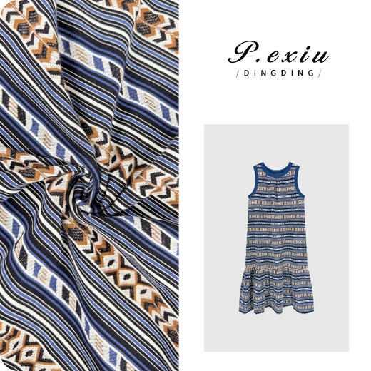 PanYiXiu/潘依绣100%棉复古条纹格调无袖连衣裙 W-63227 商品图0